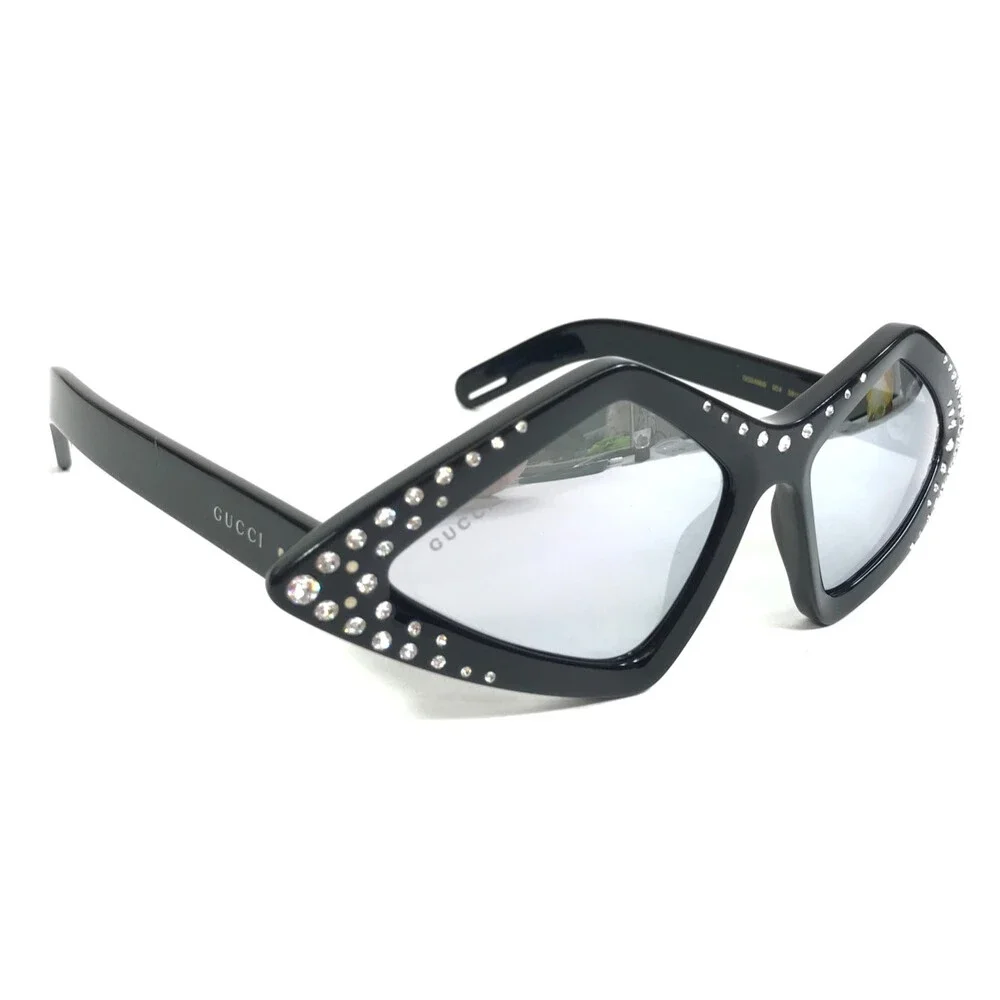 Gucci Sunglasses GG0496S 004 Black Crystal Frames Gray Lenses Hollywood Forever